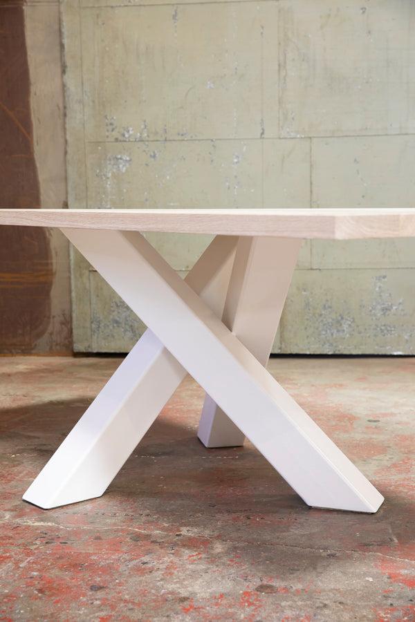 modern white cross legged table
