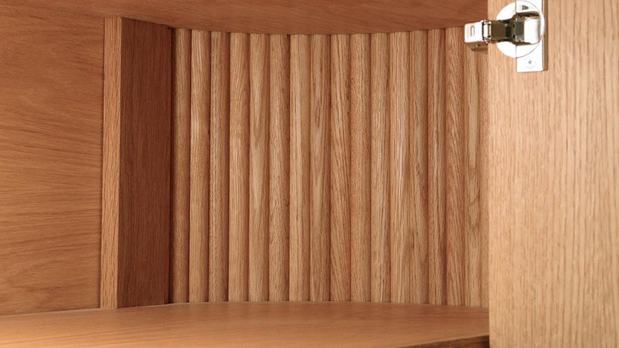 reeded wood - storage cabinet detail
