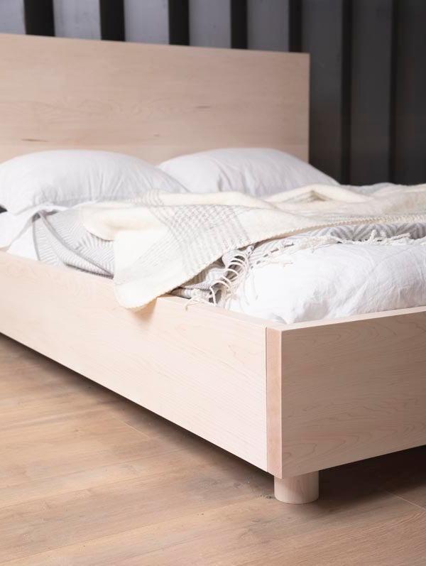 light wood platform bed